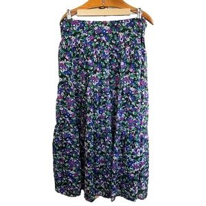 Lauren Ralph Lauren Floral Midi Skirt Tiered Lined Bohemian